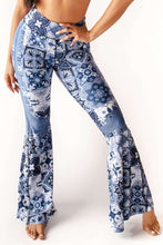 Load image into Gallery viewer, Yoga Democracy Mosaic in Blue Pocket Bell Pant
