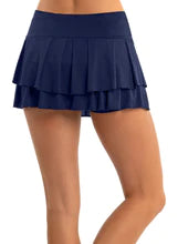 Load image into Gallery viewer, Lucky in Love Wavy Pleat Tier Skirt in Black &amp; Navy

