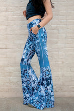 Load image into Gallery viewer, Yoga Democracy Mosaic in Blue Pocket Bell Pant