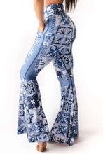 Load image into Gallery viewer, Yoga Democracy Mosaic in Blue Pocket Bell Pant