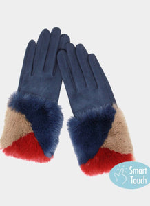 Color Block Fur Glove in 4 colors