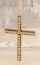 Load image into Gallery viewer, Gold Bead Cross Pendant Necklace
