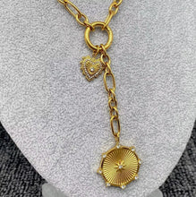 Load image into Gallery viewer, 18k Gold Plated Stainless Steel Sun &amp; Heart Charm Necklace
