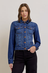 Hidden Trucker Denim Jacket Dark Wash