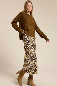 Leopard Satin Skirt