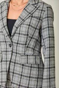 Plaid Blazer in Charcoal