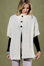 Load image into Gallery viewer, Cable Knit Button Up in Ivory &amp; Tan
