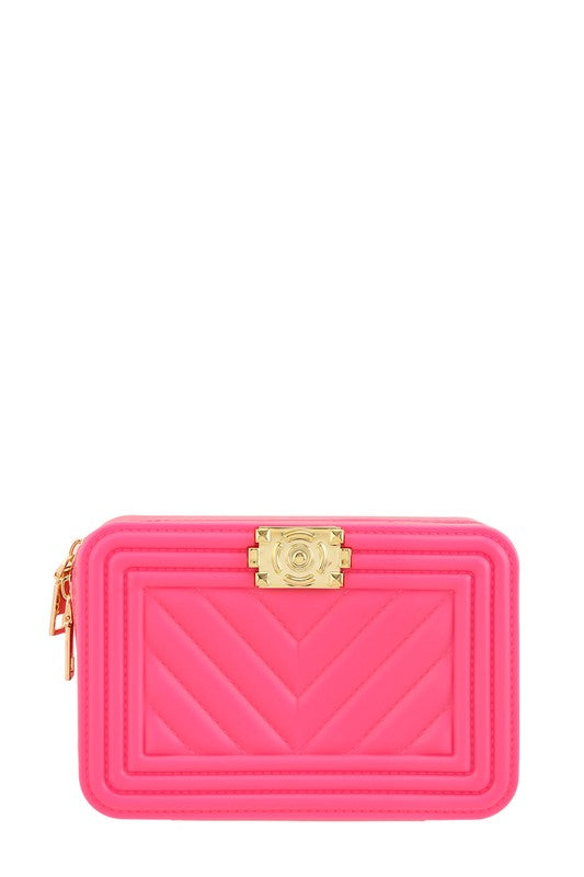 Jelly Crossbody Bag in Nude & Fuchsia