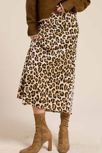 Leopard Satin Skirt