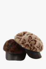 Load image into Gallery viewer, Faux Fur Leopard Print Newsboy Cap
