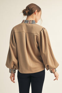 Plaid Contrast Top