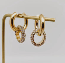 Load image into Gallery viewer, 18k Gold Plated Stainless Steel Cubic Zirconia Huggie Earring
