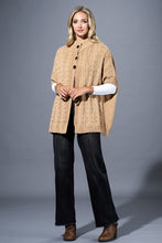 Load image into Gallery viewer, Cable Knit Button Up in Ivory &amp; Tan
