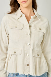 Washed Peplum Jacket in Ivory
