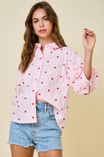 Load image into Gallery viewer, Heart Embroidered Button Down Top
