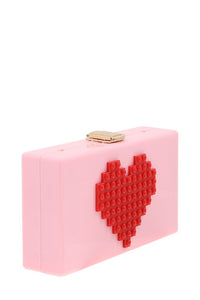 Pixelated Heart Clutch