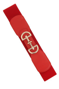 Red Stretch Belt with Metal Link Buckle