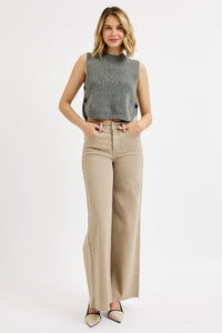 Risen High Rise Tummy Control Lurex Palazzo Denim