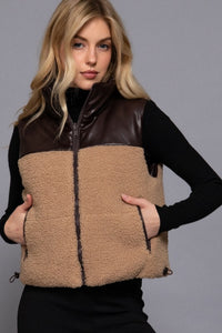 Reversible Faux Leather/Sherpa Vest