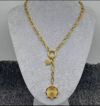 Load image into Gallery viewer, 18k Gold Plated Stainless Steel Sun &amp; Heart Charm Necklace
