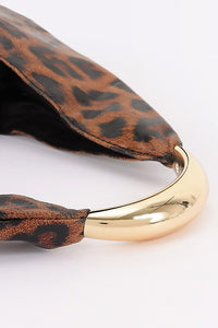 Faux Leather Leopard Hobo Bag