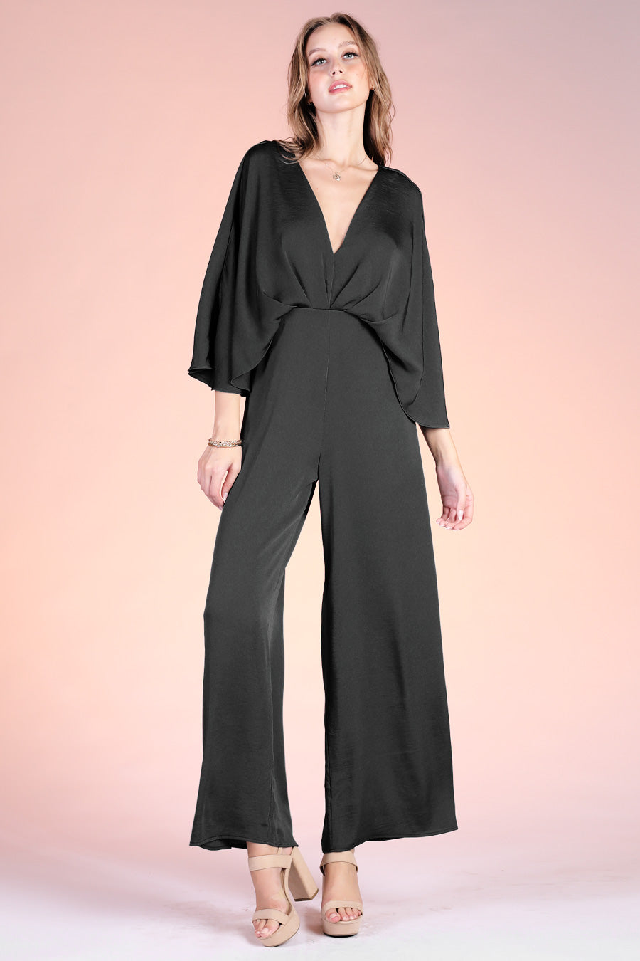 V-Neck Cape Jumpsuit