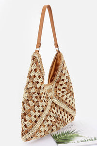 Woven Hobo Bag in Black or Khaki