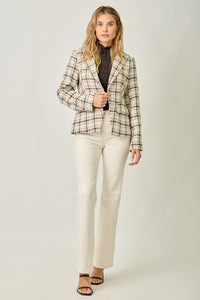 Plaid Blazer in Almond