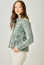 Load image into Gallery viewer, Washed Peplum Jacket in Washed Green
