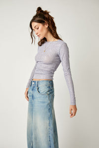 Free People Gold Rush Long Sleeve in Lavender Combo