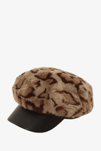 Load image into Gallery viewer, Faux Fur Leopard Print Newsboy Cap
