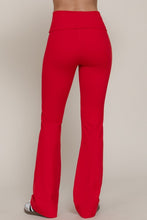 Load image into Gallery viewer, Red Waist Fold Over Flare Leggings
