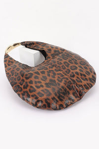Faux Leather Leopard Hobo Bag