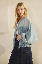 Load image into Gallery viewer, Ruched Denim Jacket
