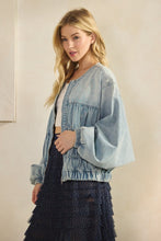 Load image into Gallery viewer, Ruched Denim Jacket
