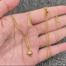Load image into Gallery viewer, 18k gold Plates Stainless Steel CZ Star Charm Necklace
