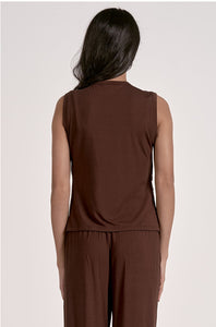 Side Drape Sleeveless Top in Cocoa