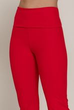 Load image into Gallery viewer, Red Waist Fold Over Flare Leggings
