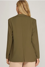 Load image into Gallery viewer, Woven Blazer in Olive or Black
