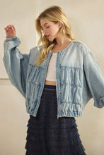 Load image into Gallery viewer, Ruched Denim Jacket
