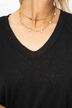 Load image into Gallery viewer, Italian Short Sleeve V-Neck Tee in Black &amp; Beige
