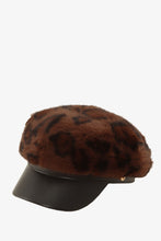 Load image into Gallery viewer, Faux Fur Leopard Print Newsboy Cap
