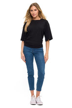 Load image into Gallery viewer, Ruched Modal T-Shirt in Black &amp; Ivory

