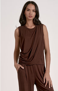 Side Drape Sleeveless Top in Cocoa