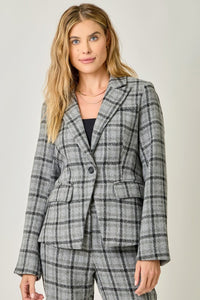 Plaid Blazer in Charcoal