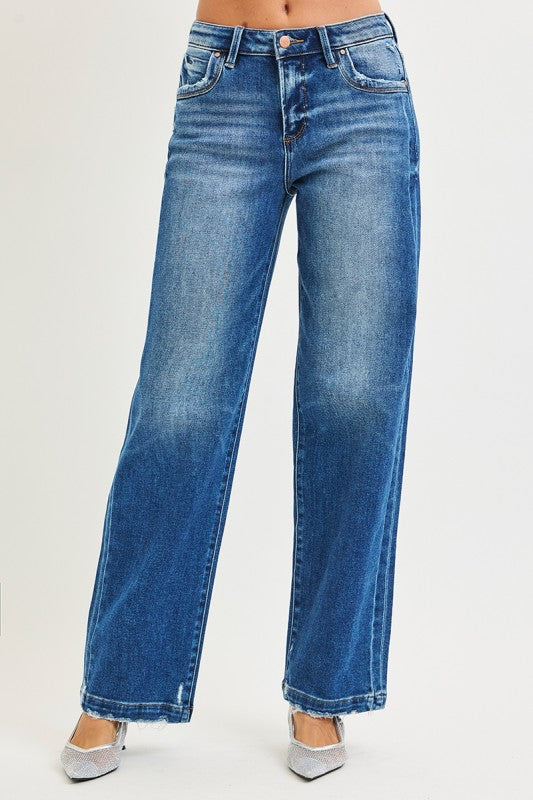 Risen Slouchy Jeans with Side Seam Detail