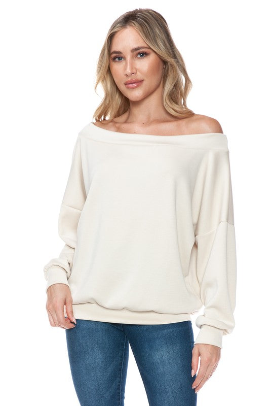 Casual Off Shoulder Top in Cream