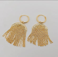 Load image into Gallery viewer, Gold Plated Tassel Huggie Earrings
