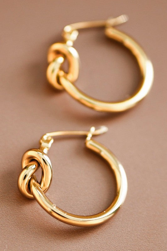 Stainless Steel Knot Hoop Earrings