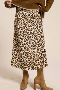 Leopard Satin Skirt